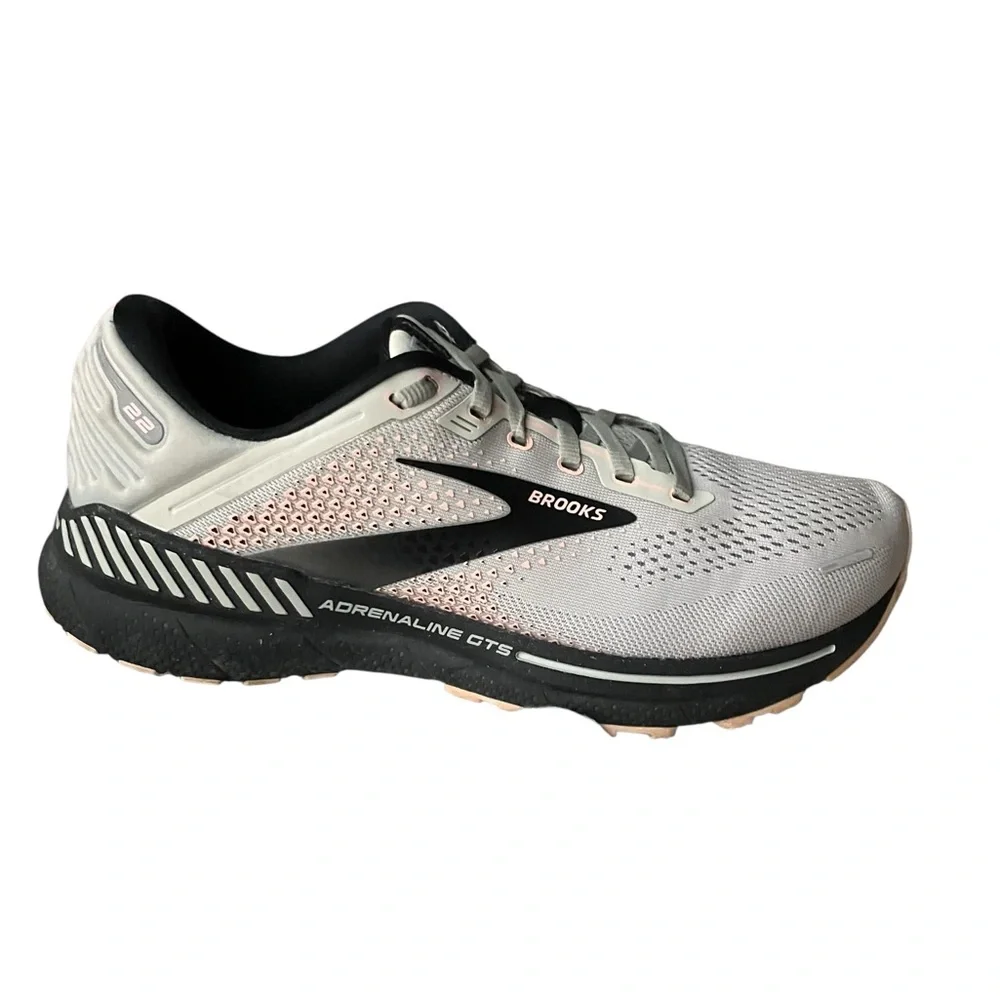 Brooks Adrenaline GTS 22 Women Gray Rose Black Running Sneakers Size 10.5 W - Picture 1 of 14